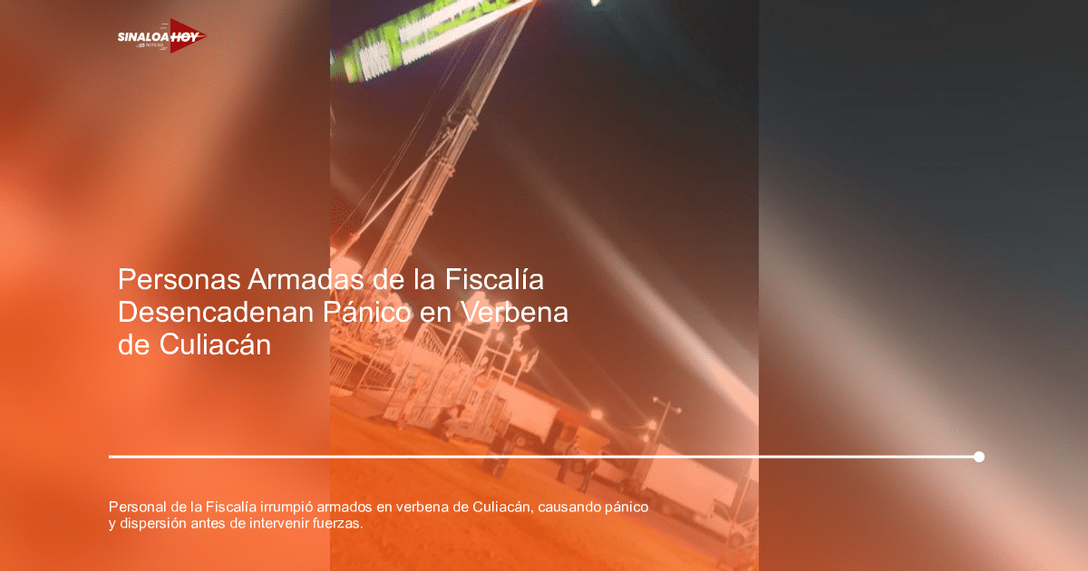 Verbena nocturna en El Palmito, Culiacán, con luces brillantes y atracción mecánica, escenario de un incidente con personal armado.