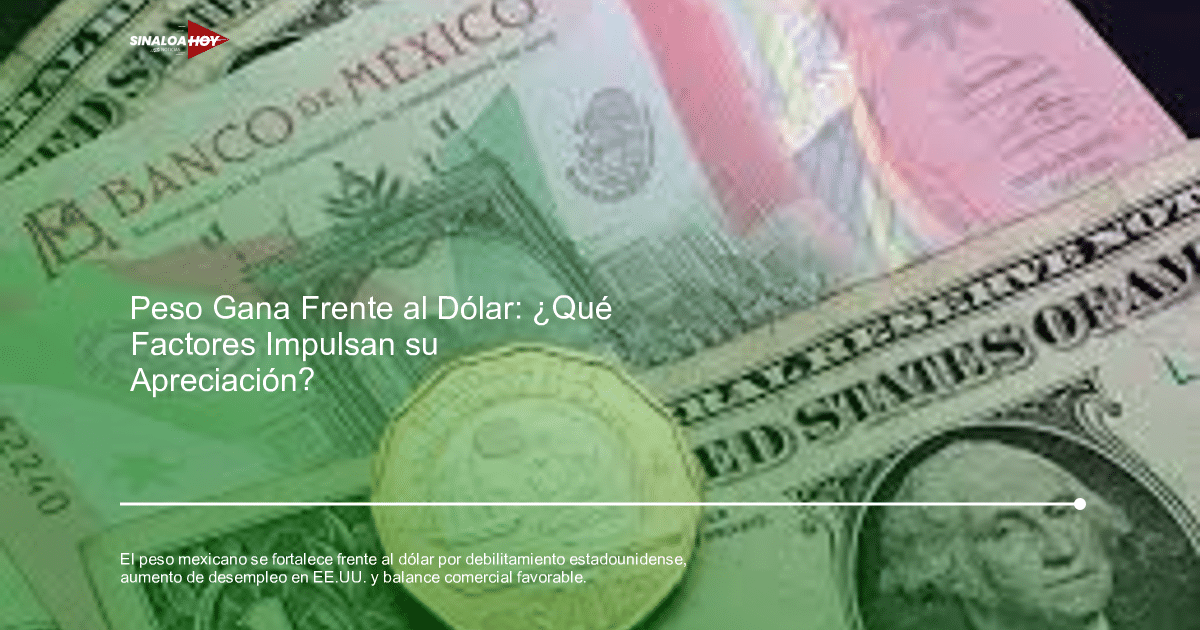 Billetes de dólares y pesos mexicanos con una moneda de un peso mexicano.