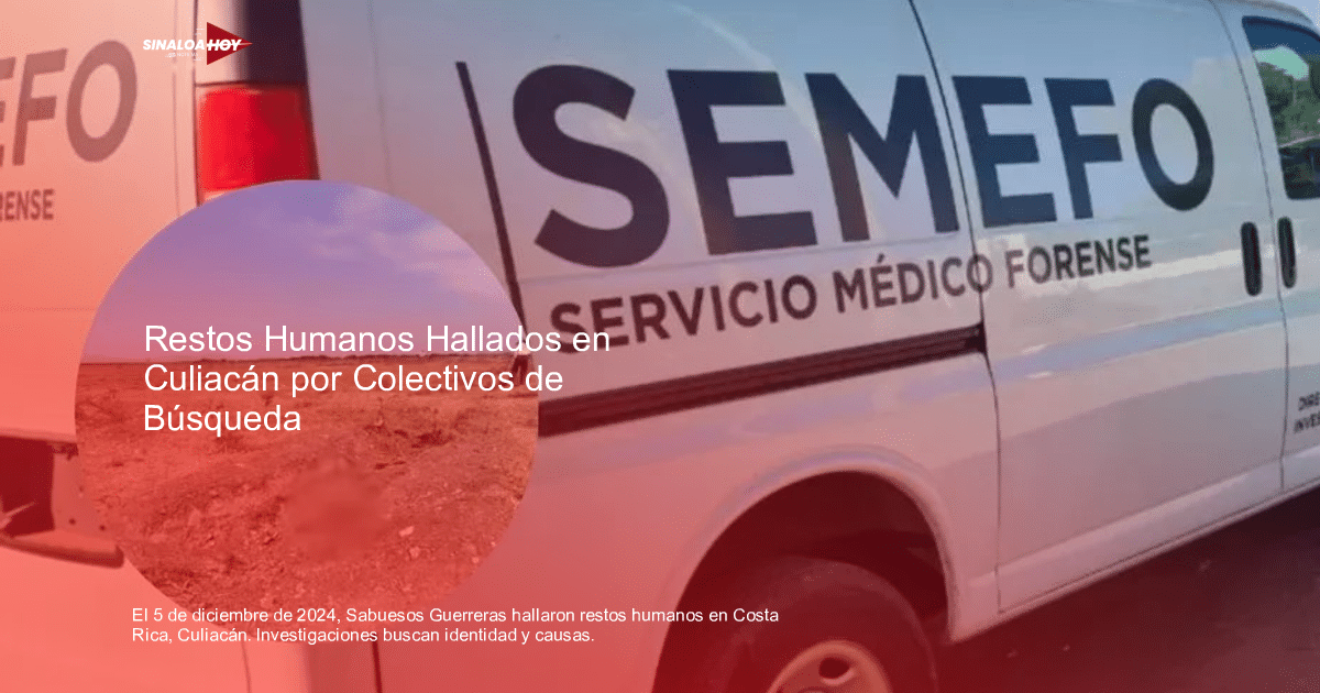 Camioneta del SEMEFO en un área desértica, vinculada al hallazgo de restos humanos en Culiacán.