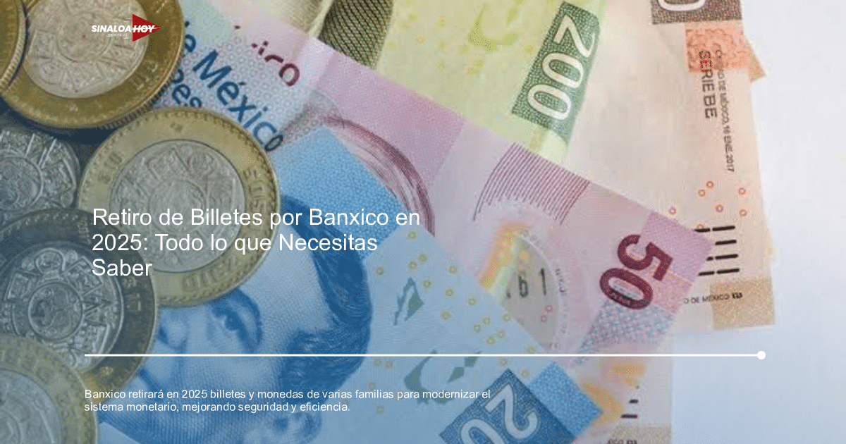 Billetes y monedas de México, incluyendo denominaciones de 50 y 200 pesos, en el contexto del retiro de circulación por Banxico en 2025.