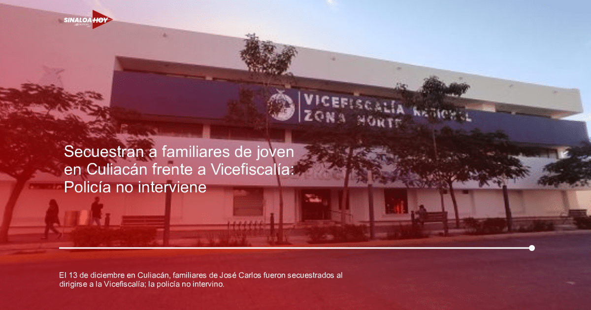 Fachada de la Vicefiscalía Regional Zona Norte en Culiacán con personas y árboles al frente.