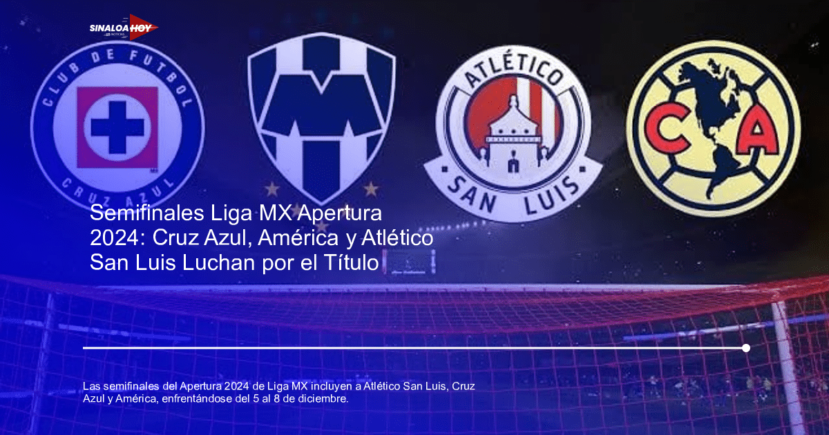 Logotipos de Cruz Azul, Monterrey, Atlético San Luis y Club América en un estadio de fútbol.