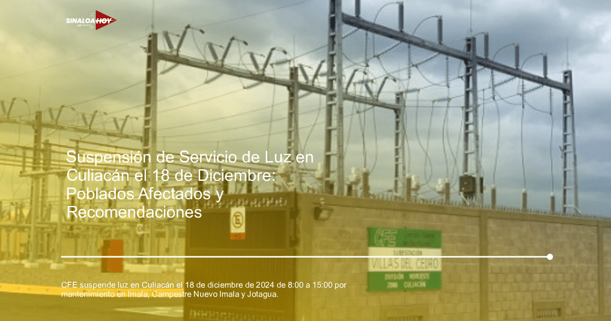 Subestación eléctrica Villas del Ciervo con estructuras metálicas y cielo nublado en Culiacán.