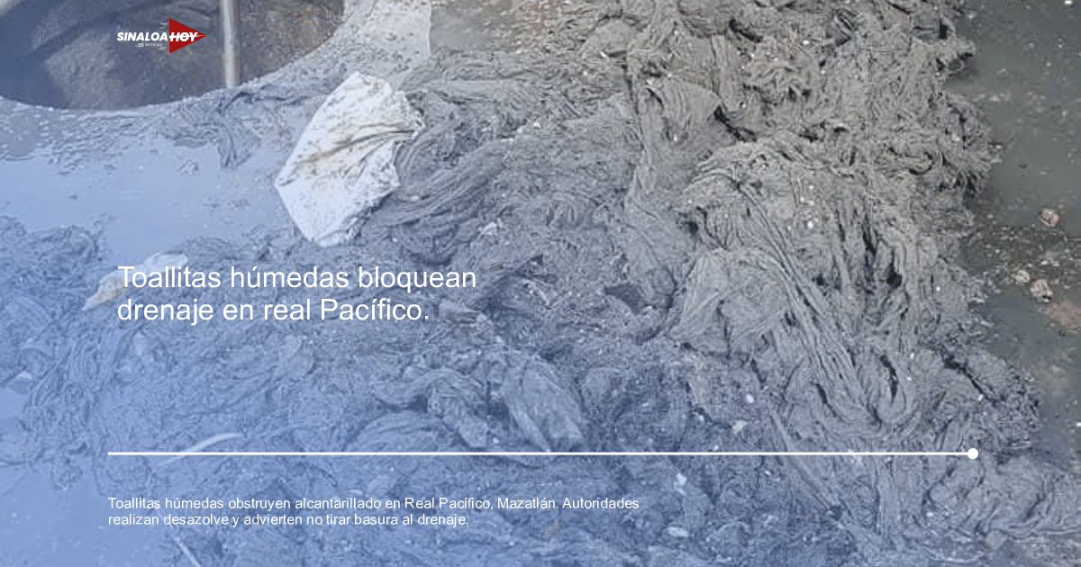 Imagen de desechos sólidos y agua estancada en el sistema de alcantarillado de Real Pacífico, Mazatlán.
