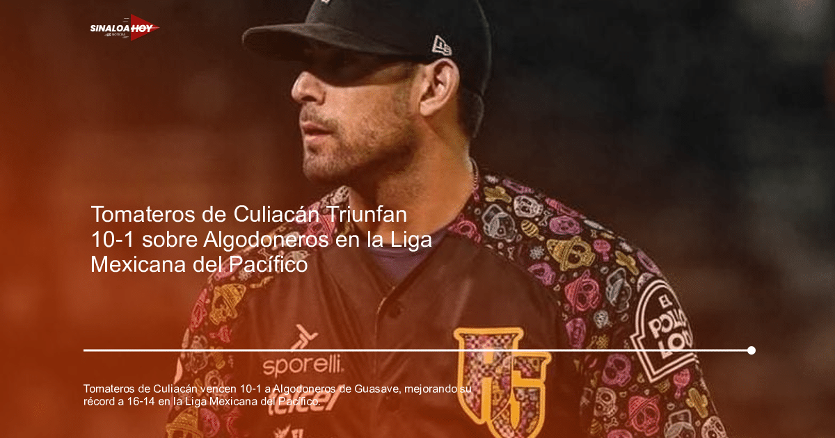 Jugador de béisbol de los Tomateros de Culiacán con uniforme negro y diseño colorido en los hombros en un campo de béisbol.