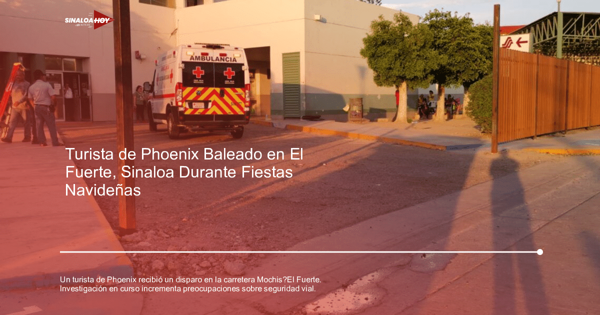 Ambulancia en hospital tras incidente de tiroteo en carretera Mochis-El Fuerte