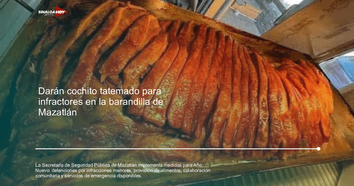 Bandeja de cochito tatemado dorado y crujiente, servido en Año Nuevo en Mazatlán.