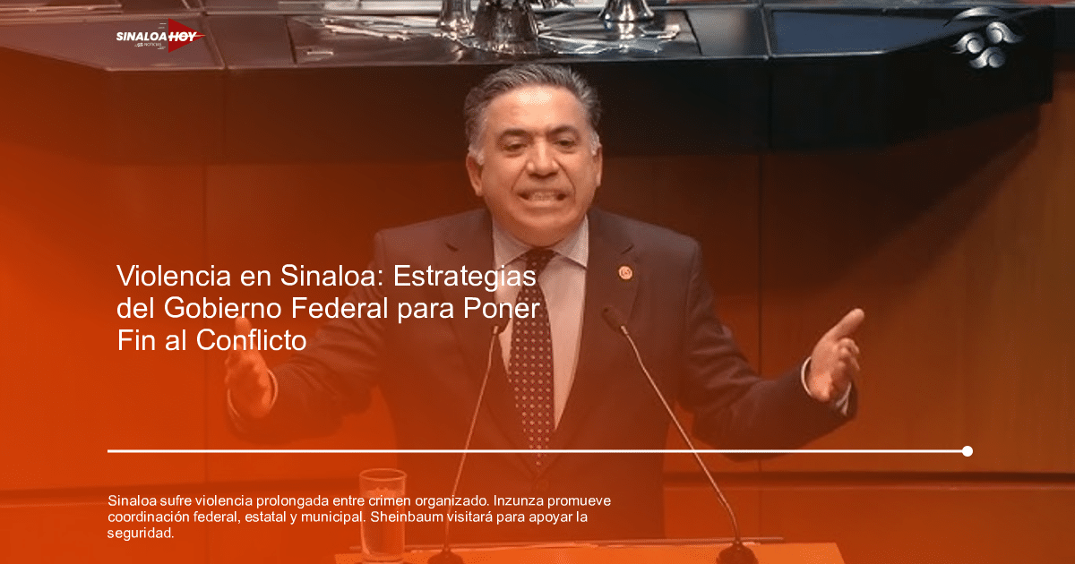 Senador Enrique Inzunza Cázarez dando un discurso sobre seguridad en Sinaloa en un entorno legislativo.