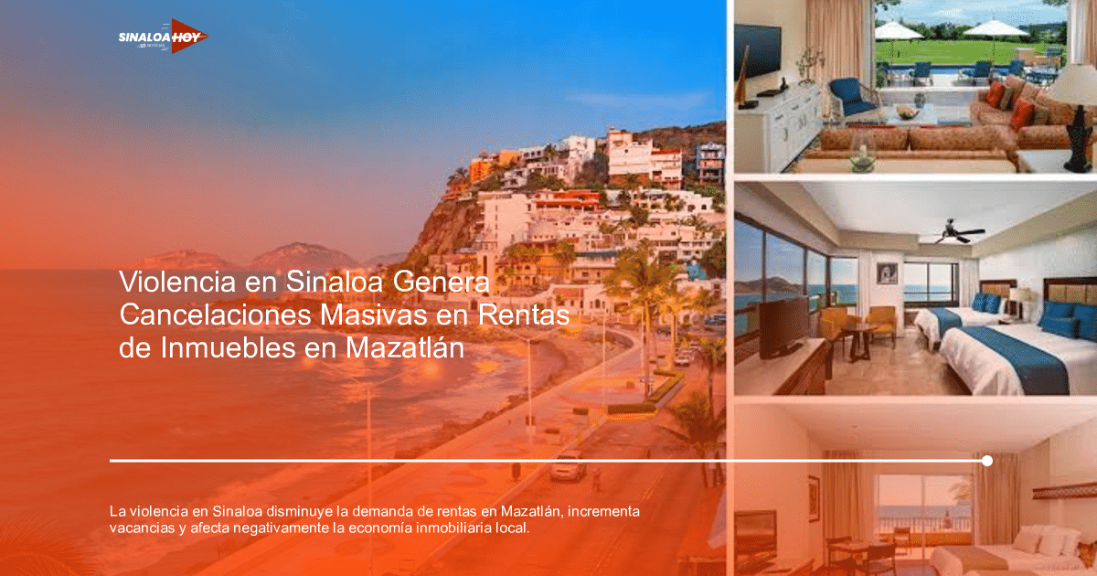 Vista del litoral de Mazatlán con edificios en un acantilado y el mar, junto a interiores de un hotel.