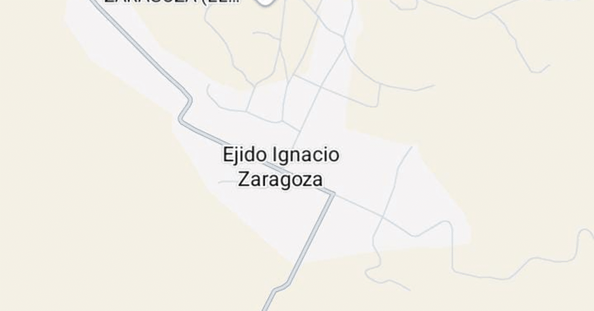 Mapa del Ejido Ignacio Zaragoza en Chihuahua, México, relacionado con el hallazgo de 56 cadáveres.