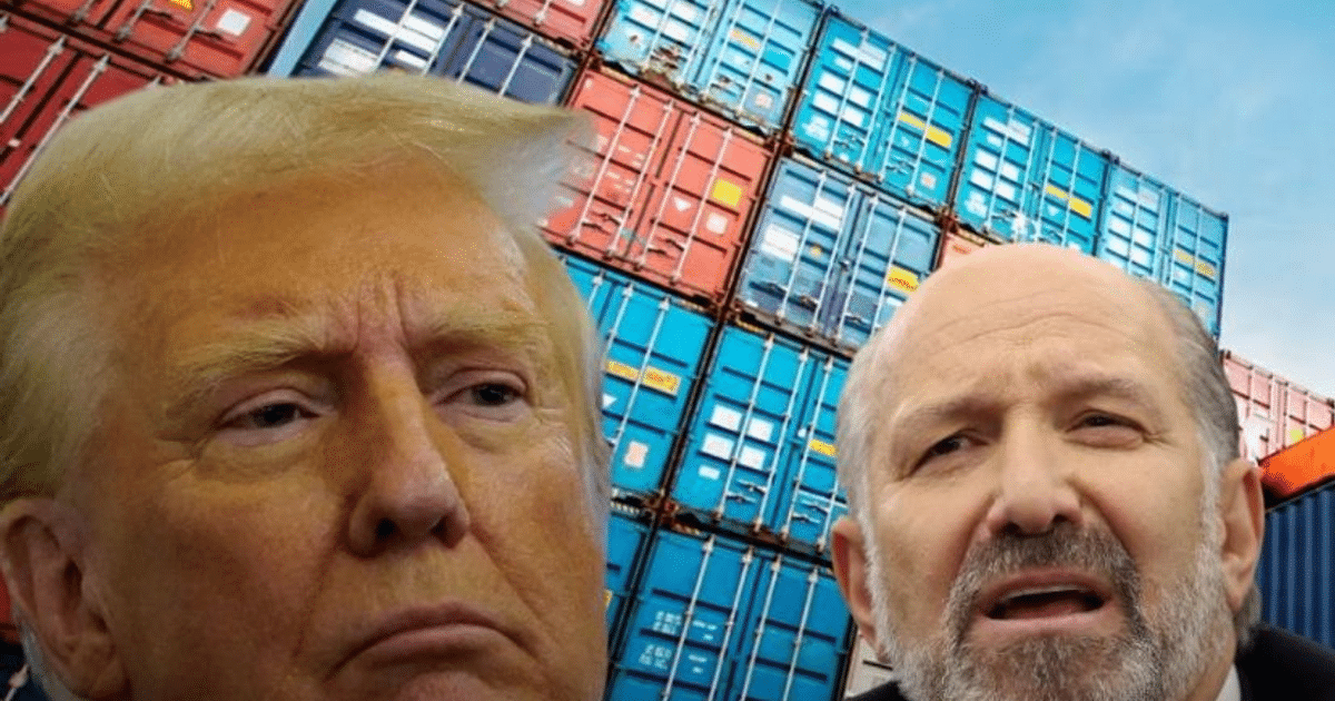 Dos personas en primer plano con contenedores de carga al fondo, representando el comercio internacional.