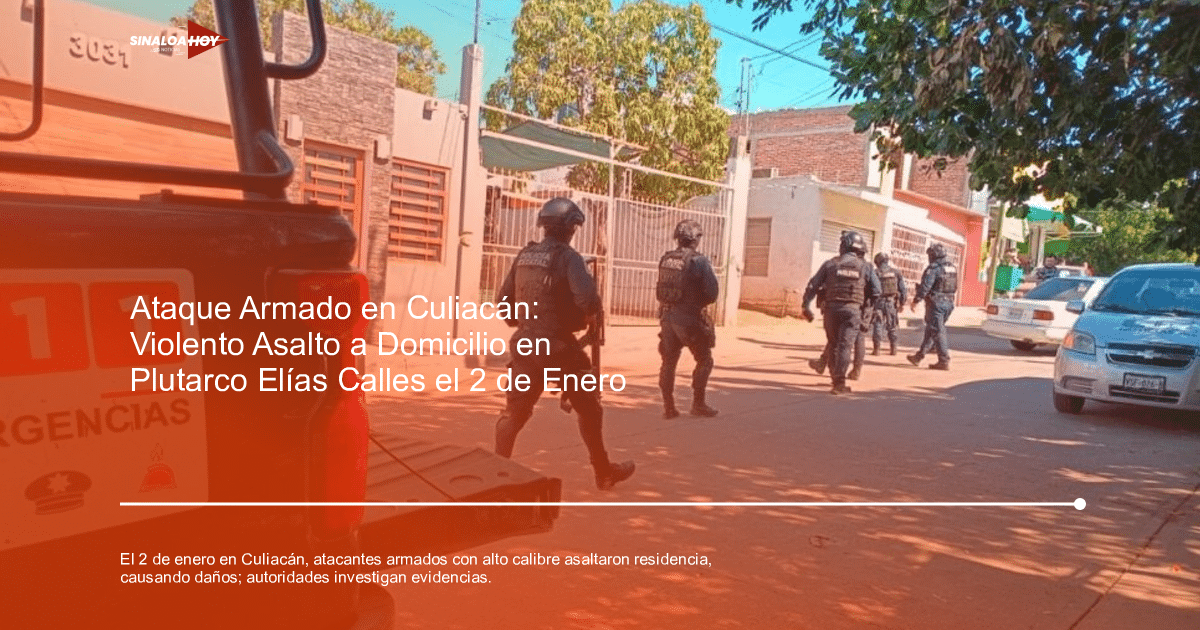 Oficiales de policía en operativo en Culiacán tras ataque armado, con vehículo policial y entorno urbano visible.