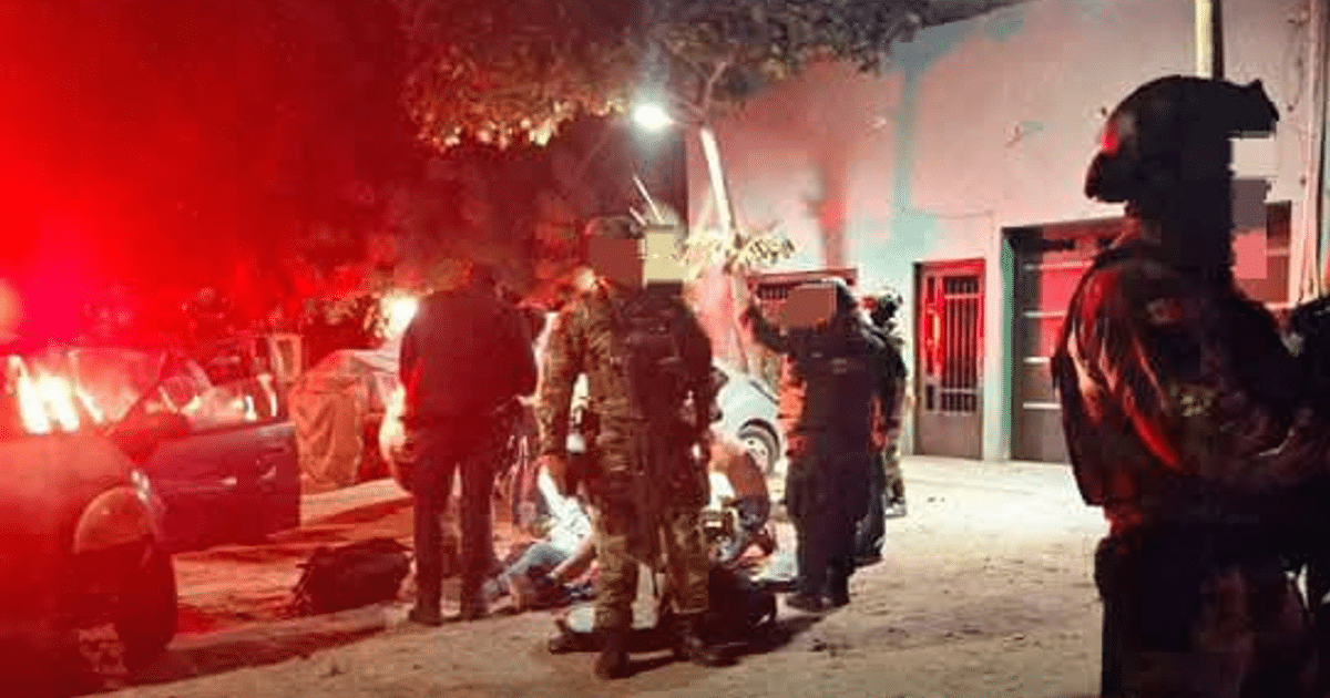 Operativo nocturno en Culiacán con fuerzas de seguridad y luces de emergencia
