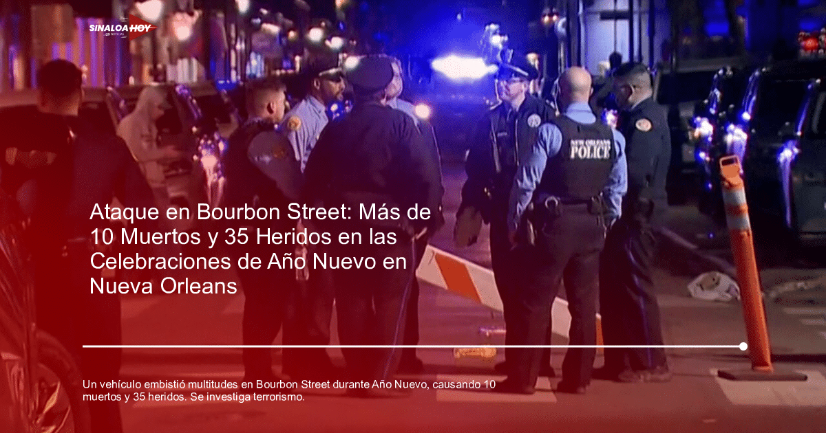 Oficiales de policía en escena de atropello masivo en Bourbon Street