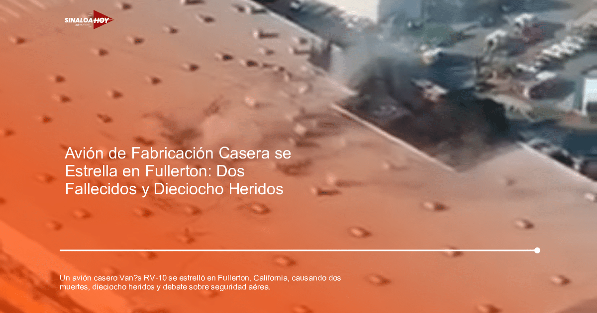 Techo de fábrica en Fullerton con humo tras accidente de avión casero