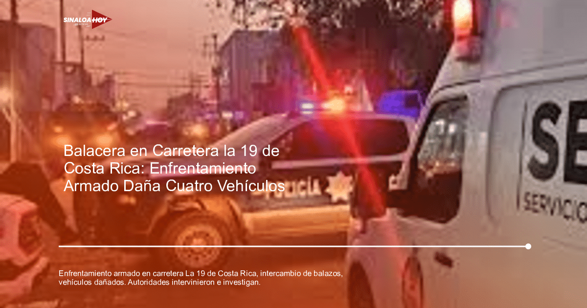 Escena nocturna con vehículos de emergencia en la carretera La 19 tras un incidente violento.