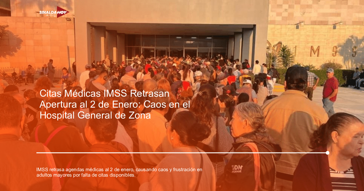Fila de personas esperando afuera del IMSS por retraso en apertura de agendas médicas