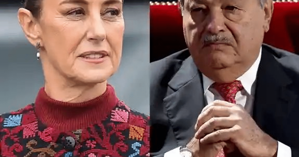 Claudia Sheinbaum en conferencia de prensa desmintiendo acusaciones contra Carlos Slim