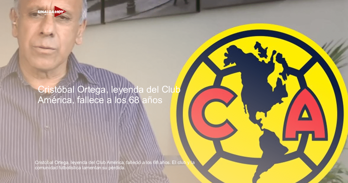 Persona entrevistada junto al logo del Club América, homenaje a Cristóbal Ortega.