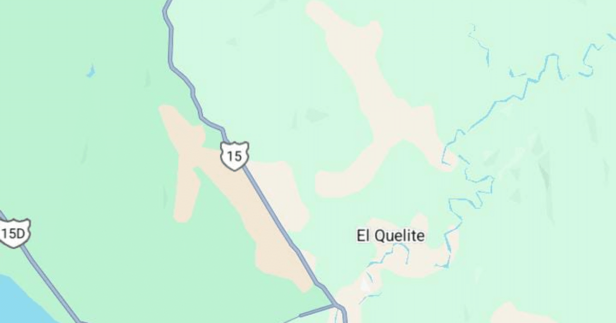 Mapa de la autopista 15 con El Quelite y formaciones de terreno