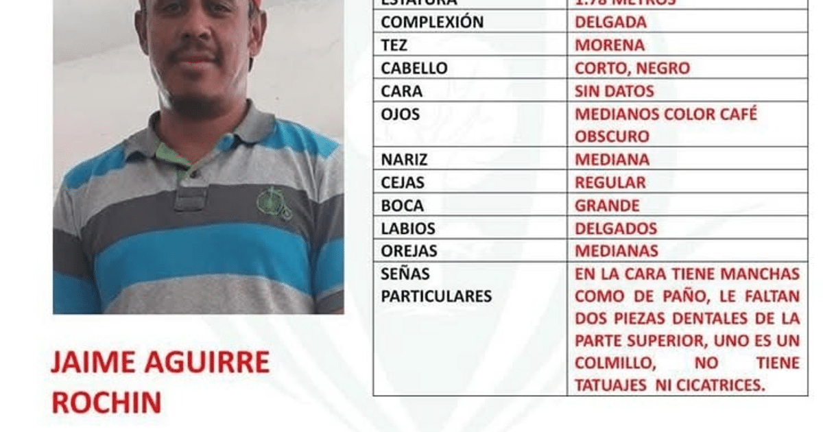 Ficha de identificación de Jaime Aguirre Rochin con detalles físicos y señas particulares.