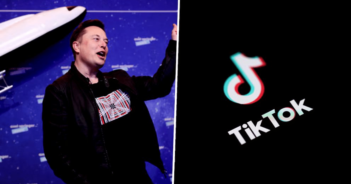 Persona presentando con cohete y logo de TikTok, simbolizando la posible compra por Elon Musk.