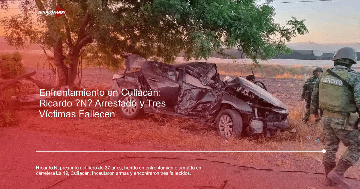 Vehículo accidentado junto a un árbol con soldados investigando en la carretera La 19.