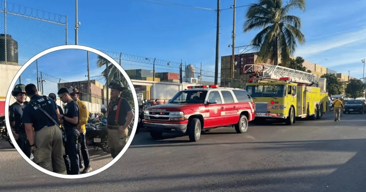 Bomberos y vehículos de emergencia en escena de fuga de gas en Mazatlán