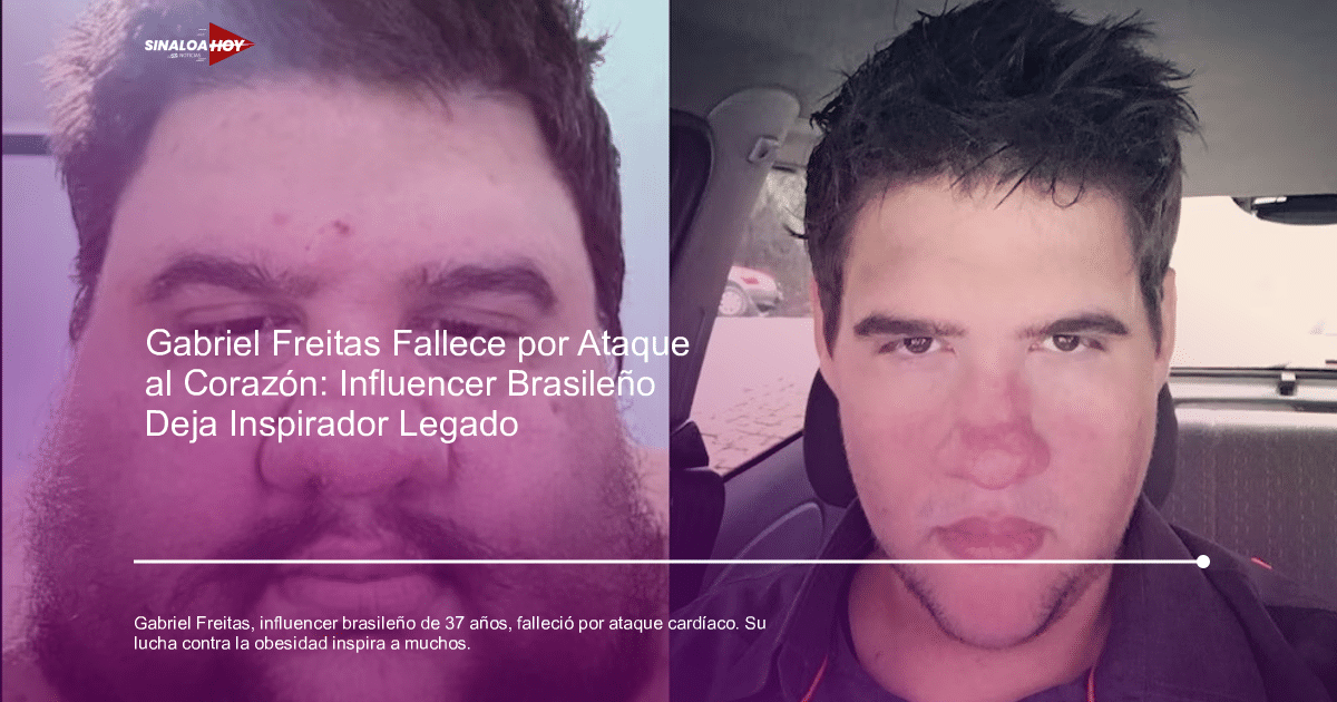 Comparación de Gabriel Freitas antes y después de su transformación física