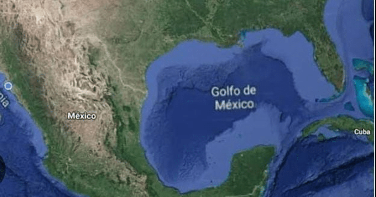 Mapa del Golfo de México y México, con Cuba a la derecha, relacionado con cambios en Google Maps.