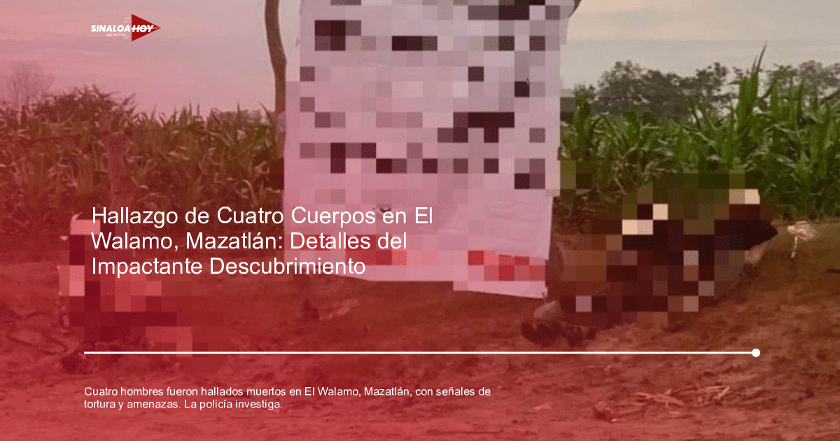 Lugar del hallazgo de cuerpos en El Walamo, Mazatlán, con signos de tortura y mensaje intimidatorio.
