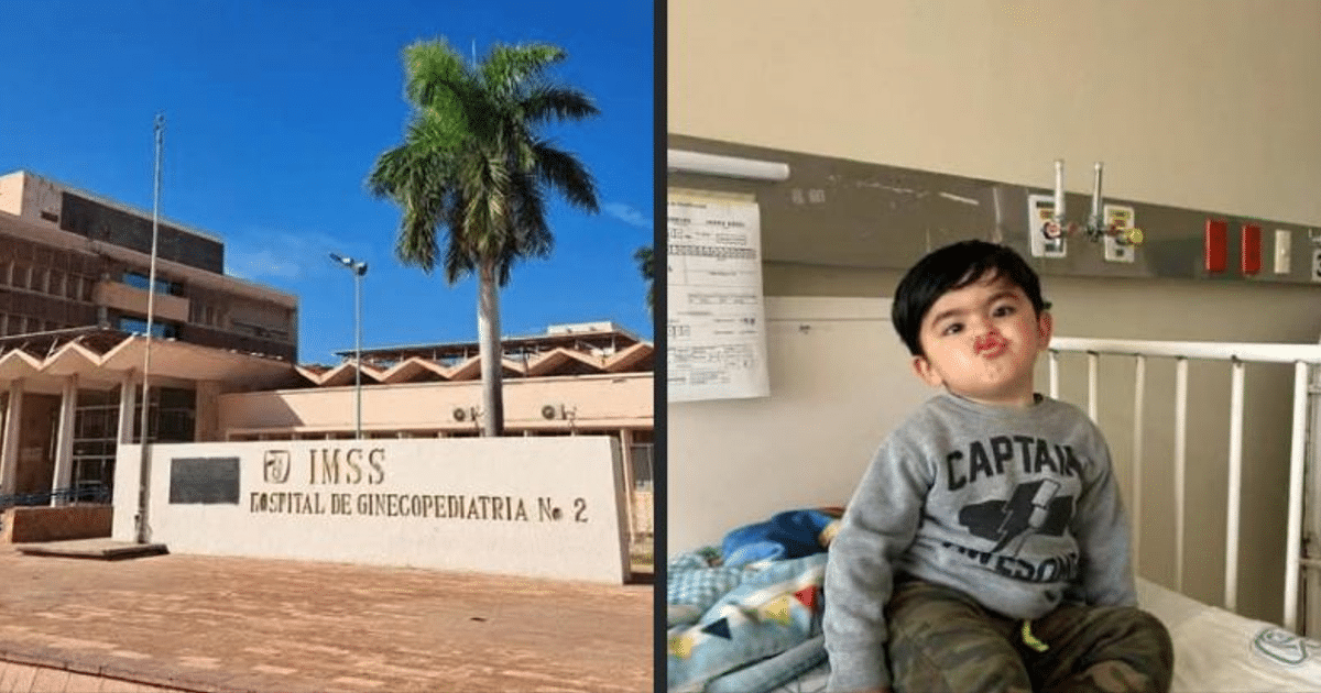 Hospital de Ginecopediatría No. 2 del IMSS y niño en cama de hospital
