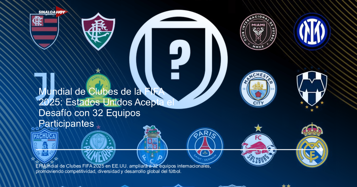 Logotipos de clubes de fútbol con un escudo de interrogación en el centro, simbolizando un nuevo equipo o evento.