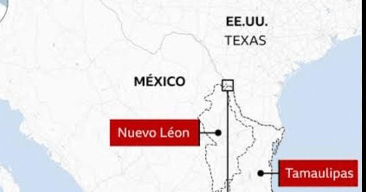 Mapa de Nuevo León, Tamaulipas y Texas en contexto de incidente fronterizo