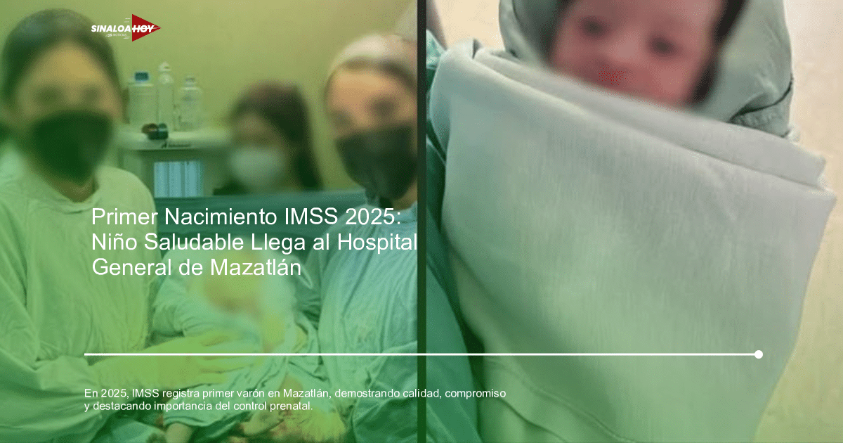 Personal médico del IMSS atendiendo al primer recién nacido del 2025 en un hospital.