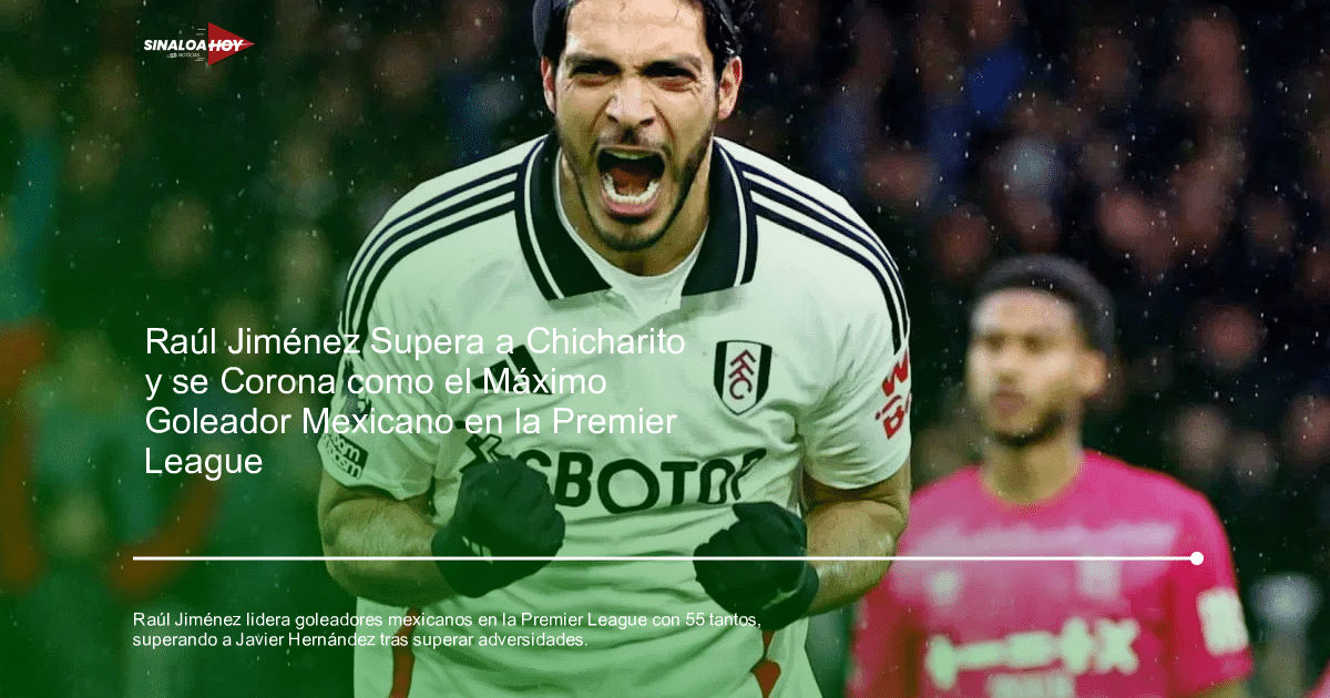 Raúl Jiménez celebrando un gol en la Premier League con una camiseta blanca y detalles oscuros, mostrando emoción y euforia.