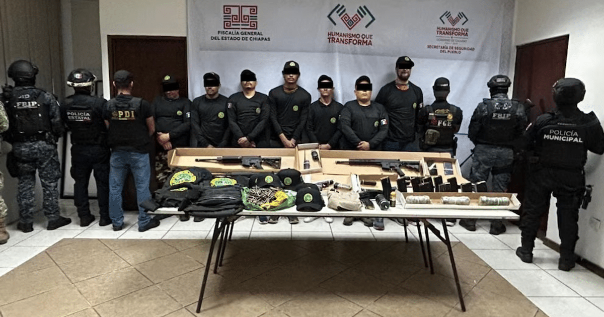 Operativo de rescate en Chiapas con fuerzas de seguridad y armas incautadas