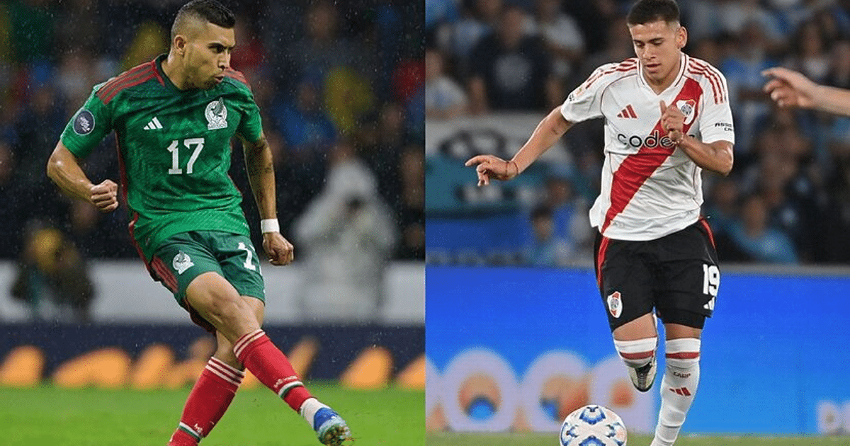 Futbolistas de México y River Plate en acción durante un partido amistoso.