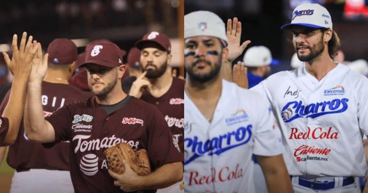 Jugadores de Tomateros y Charros celebrando tras un partido de la Serie Final 2025 de la Liga Mexicana del Pacífico.