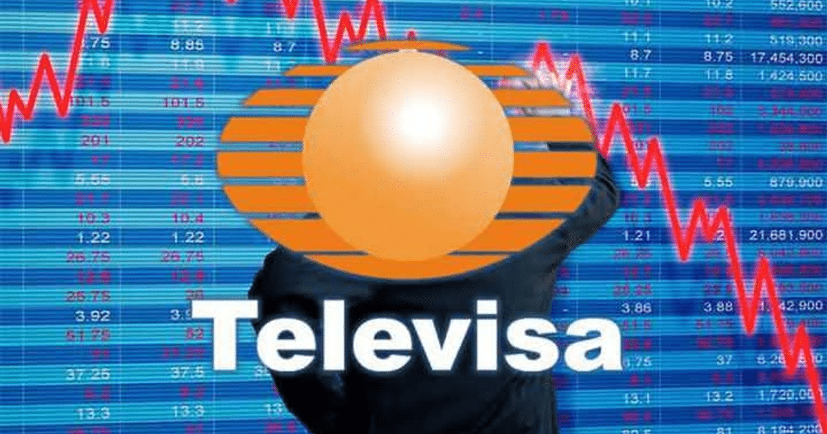 Logotipo de Televisa con gráficos financieros de fondo, reflejando cambios económicos y estratégicos de la empresa.