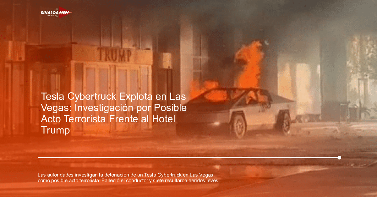 Tesla Cybertruck en llamas frente al Hotel Trump en Las Vegas