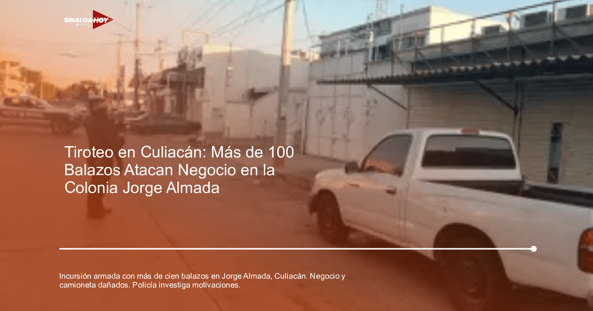 Calle urbana en Culiacán con vehículo blanco y policía armado tras ataque en colonia Jorge Almada