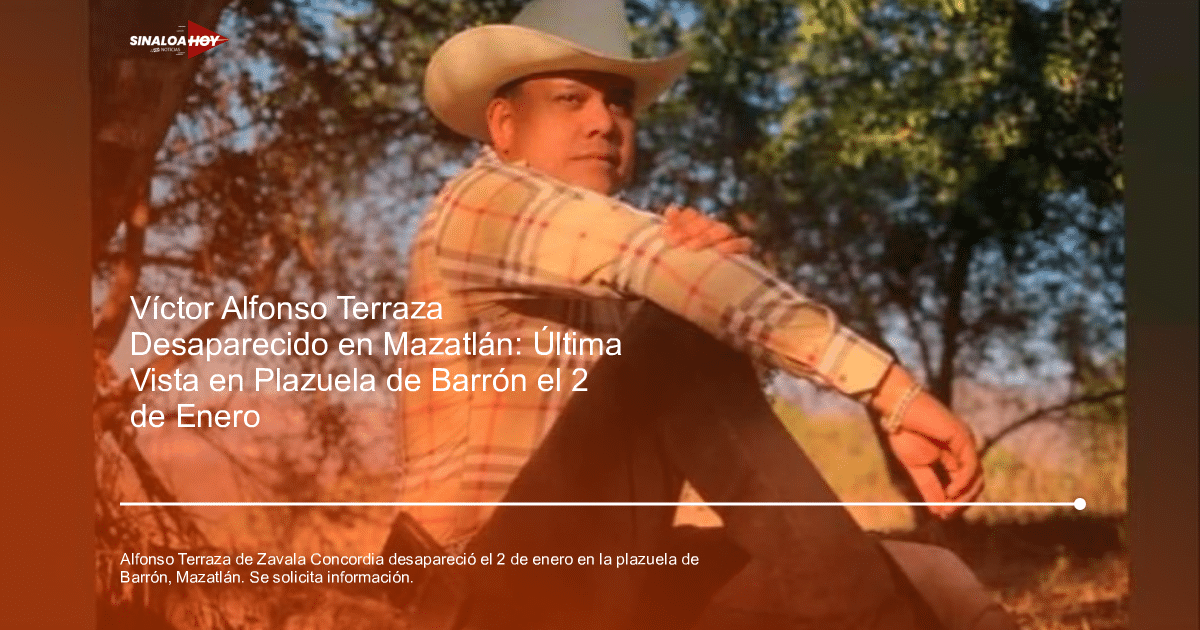 Hombre con camisa de cuadros y sombrero en un entorno natural, relacionado con la desaparición de Alfonso Terraza en Mazatlán.