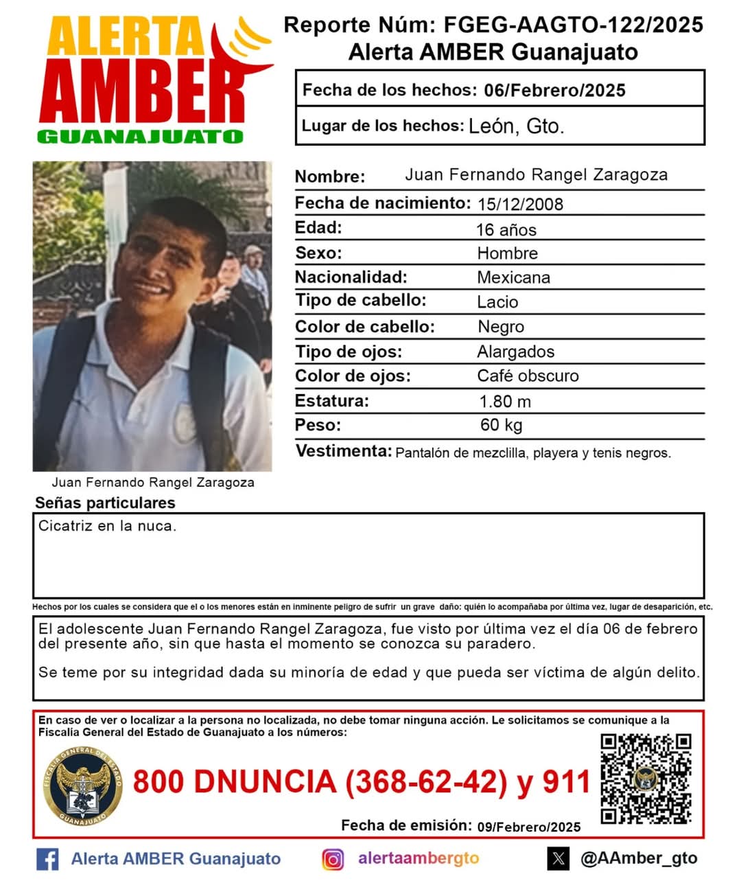 #Guanajuato, alerta amber, choca menor de edad, Comisión Estatal de búsqueda de personas desaparecidas., Mazatlán