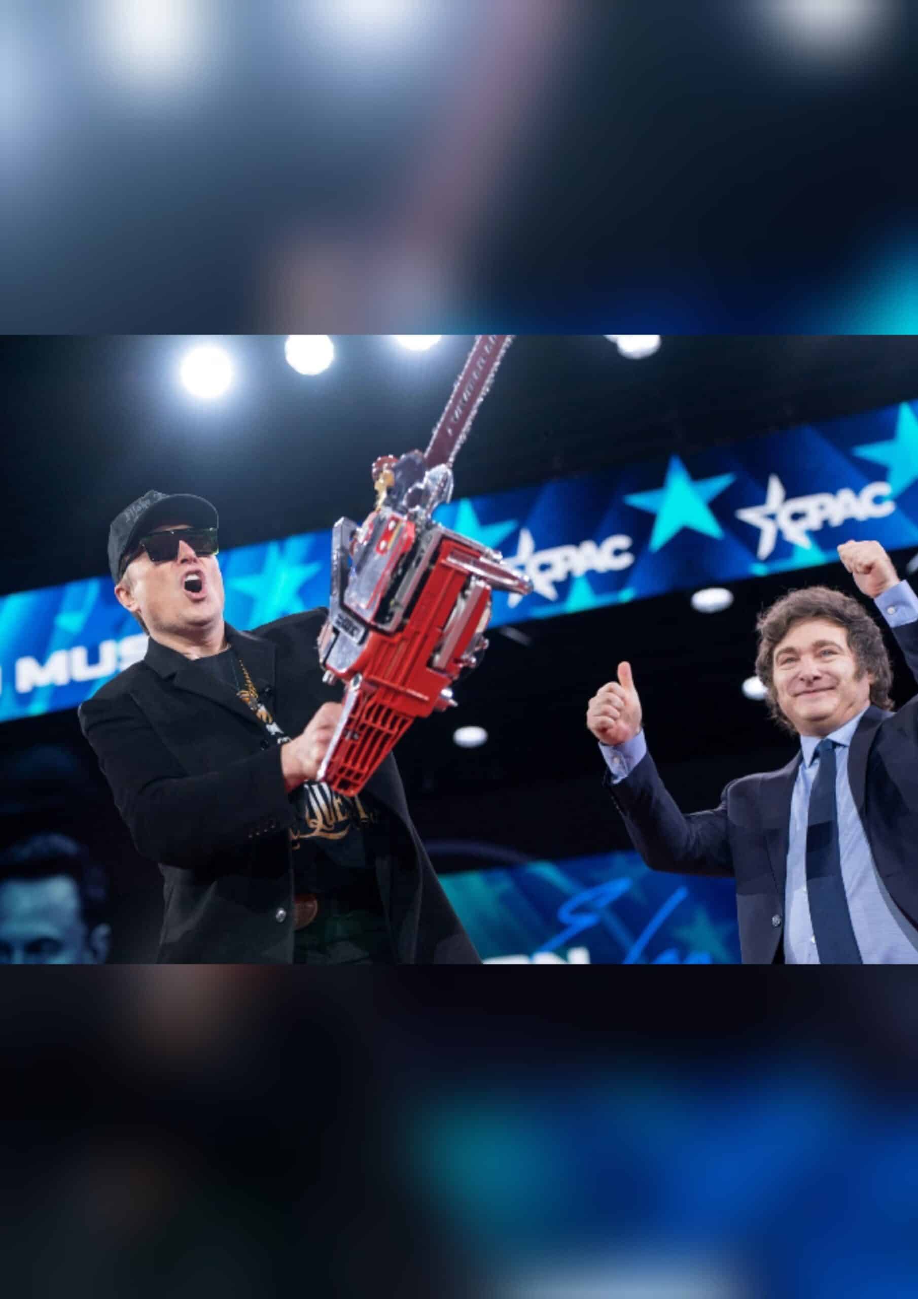 campaña de donald trump, CPAC., Elon musk, Javier Milei, motosierra