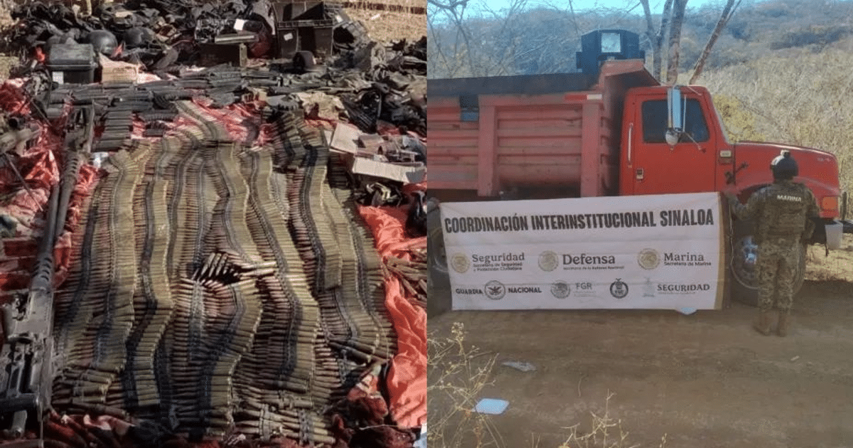 Armas incautadas y camión blindado en operativo de seguridad en Ibonía, Cosalá