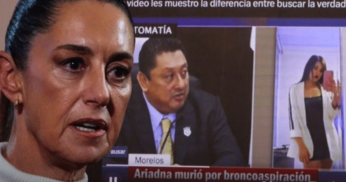 Mujer frente a pantalla de noticias sobre caso Ariadna y decisiones del Congreso de Morelos