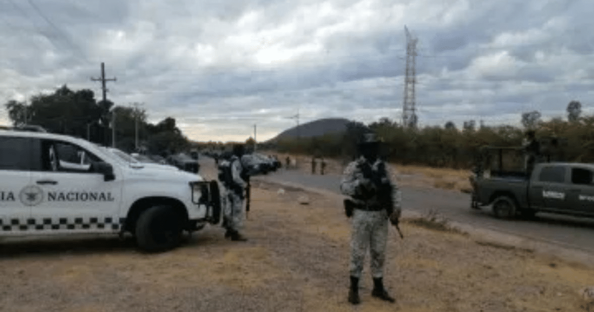 Operativo policial en entorno rural con vehículos de la Policía Nacional y agentes armados
