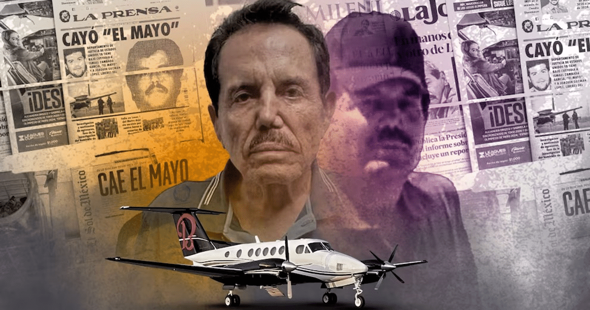 Collage de elementos relacionados con el narcotráfico y la estrategia de seguridad del gobierno mexicano.