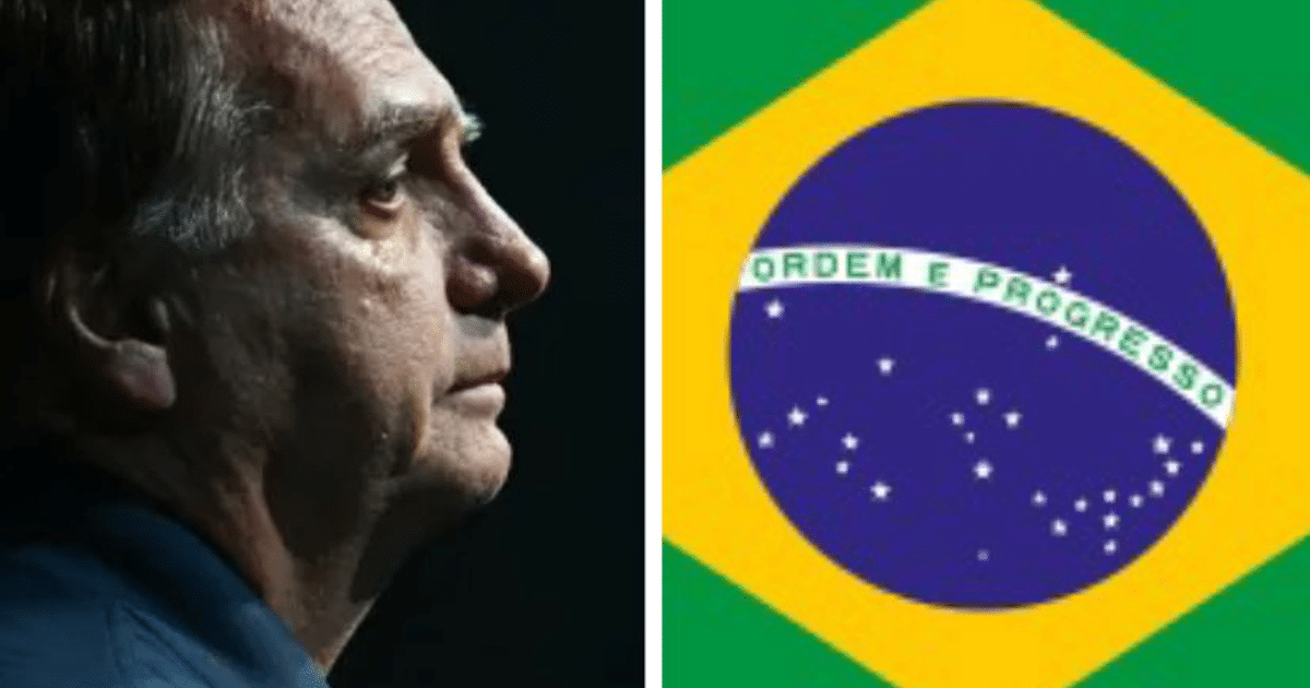 Perfil de Jair Bolsonaro con la bandera de Brasil, relacionado con acusaciones legales.